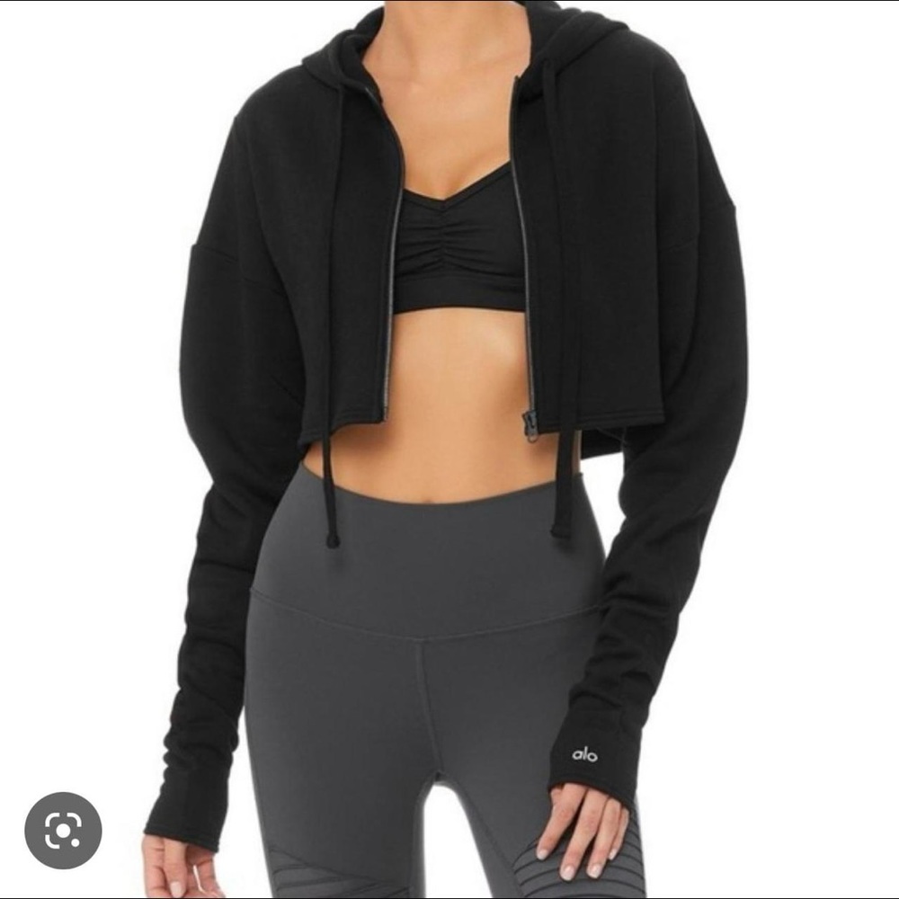 Alo Yoga Black Cropped Sweatshirt